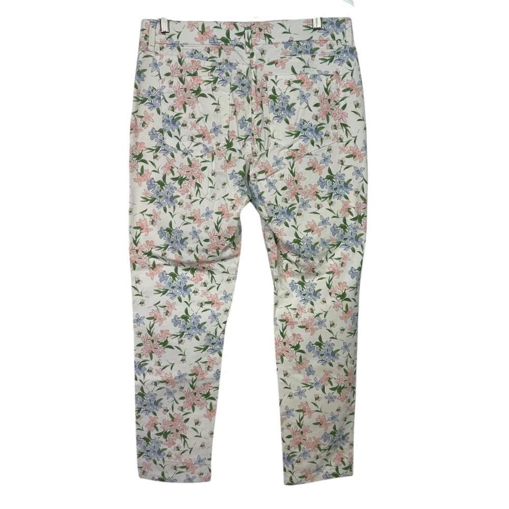 Calvin Klein Floral Skinny Pants Womens Sz 10 Pink Blue White Stretch Crop Ankle - Picture 1 of 6